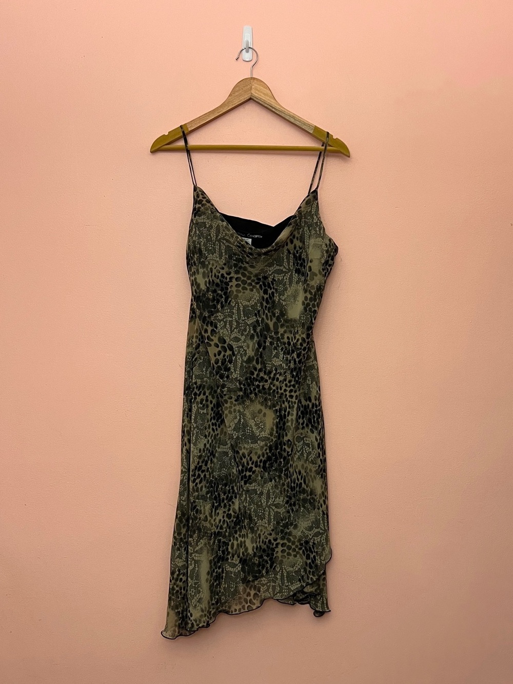 NWOT Vintage y2K California Concepts Animal Print Floral Lace Midi Dress Size 16